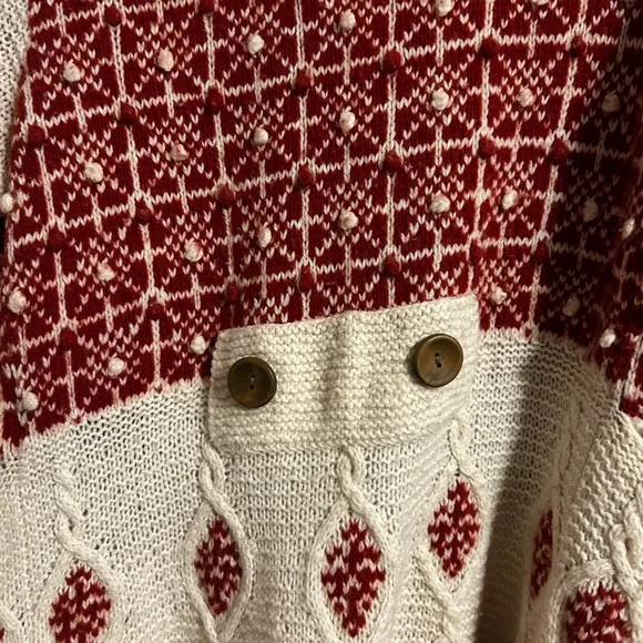 Sparrow Red and Cream Patterned Cardigan - Picture 6 of 7